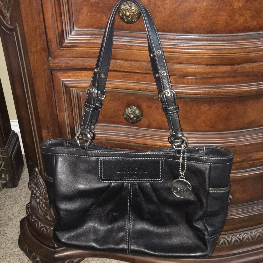 Coach black leather bag